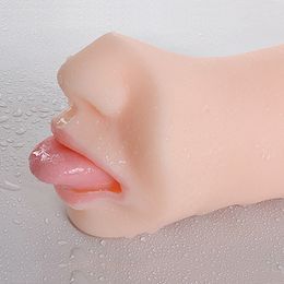 Deep Throat Male Masturbator Oral Sex Blowjob Masturbation Cup with Teeth Tongue Realistic Pocket Pussy Sex Toys for Men