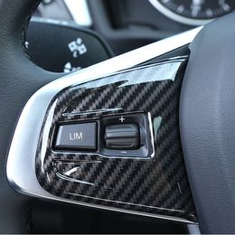 Carbon Fiber Style Steering Wheel Buttons Frame Decoration Cover Trim 2pcs For BMW X1 F48 2016-18 2 Series Active Tourer F45
