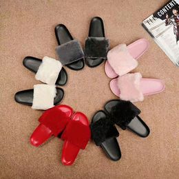 5 colors 2019 High quality Fashionable slipper female summer fur wool woman shoe outside wear cool procrastinate prevent size35-41