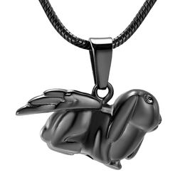 LKJ10075 Black Colour Polishing Pet Cremation Jewellery Never Fade Animal Ashes Holder Locket Stainless Steel material Urn Necklace