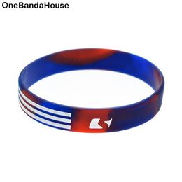 1PC The American Flag Silicone Rubber Bracelet Trendy Decoration Ink Filled Logo Adult Size 4 Colours