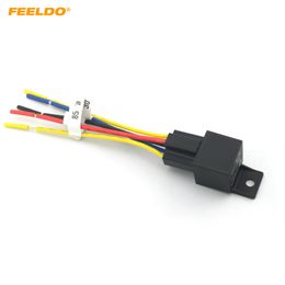 -FEELDO Automóvil JD1914 5 pines 12VDC 40 / 30A Controlador de relé de cierre constante con mazo de cables # 3909