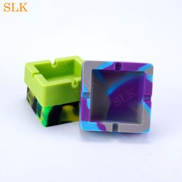 Solid color VS camouflage smoking accessories square ashtray Heat Resistant ECO Friendly Silicone Ashtrays for Easy Cleaning Ash Trays