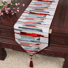 Colourful Jacquard Short Long Damask Coffee Table Runner Chinese Luxury Table Decoration Placemat Silk Satin Table Cloth Tea Pads 150 x 33 cm