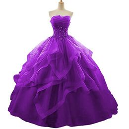 2019 New Sexy Ball Gown Quinceanera Dresses 2018 Top Tiered Crystal Organza Vestidos De 15 Debutante Gowns Dress Party Gown QC1253