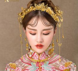 Chinese bride headdress costume hair tassel wedding show clothing accessories wo