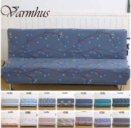 Varmhus Pattern Plush Folding Armless Sofa Cover Futon Furniture Seater Protect Couch Slipcovers Washable