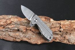 High Quality HY Mini Small Frlipper Folding Knife D2 Drop Point Blade TC4 Titanium Alloy Handle Ball Bearing EDC Pocket Knives Gift Knife