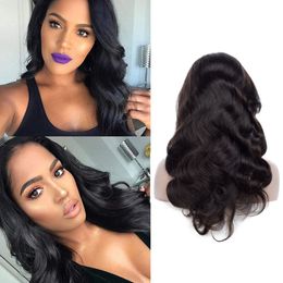 Peruvian Human Hair Natural Colour Body Wave Lace Front Wigs Virgin Hair Body Wave Wigs With Baby Hair 14-32inch