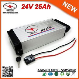 Big Capacity 720W Electric Bike Battery 24V 25Ah Lithium Battery used 3.7V 2.5Ah 18650 cell & 30A BMS + 2A charger FREE SHIPPING