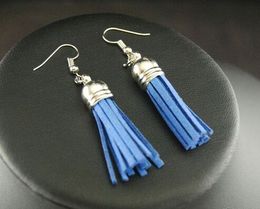 20Pair Silver Plated Caps Suede Tassel Dangle Drop Earrings Charms Pendant Earrings Ear Stud Handmade DIY Jewellery NEW