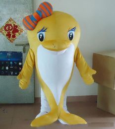 2018 High quality EVA Material Blue and yellow dolphin Mascot Costumes Cartoon Apparel Birthday party