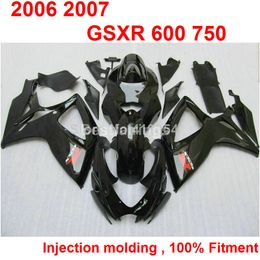 Free custom Injection Moulding fairing kit for SUZUKI GSXR600 GSXR750 2006 2007 black GSXR 600 750 06 07 XC24