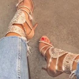 2018 Women Fashion Women Tannocchia Sandali alla caviglia Sandali Sexy Celebrity Scarpe Diamond High Heels Sandals Sandals Schere per feste