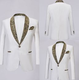 Real Picture White Mens Wedding Suits Slim Fit Bridegroom Custom Formal Suits For Only The Jacket And Handkerchief