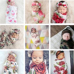 Cute Infant Baby Sleeping Bag Newborn Baby Soft Cotton Sleeping Sack With Matching Headband Two Piece Set Baby Swaddle Wrap Blanket For 0-3M