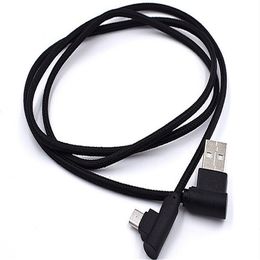 Right Angle TYPE C Micro USB Braided Cable 2A Fast Charging Charger Cord 1M 2M 3M 90 Degree Bend Connector Wire For Samsung Smartphone