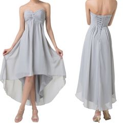 Short Front Long Back Evening Dresses Special Occasion Dresses Grey High Low Prom Dresses Party Gowns DH1378