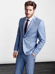 Spring Light Blue Men Suits Blazer Jacket Men Custom Made Smart Business Wedding Suits Tailor Tuxedo Terno Masculino 2 Pieces (Jacket+Pants)