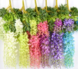 1.1 Metre Long Elegant Artificial Silk Flower Wisteria Vine Rattan For Wedding Decorations Bouquet Garland