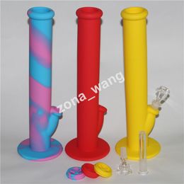 Colourful Hookahs Silicone Bongs with glass downstem silicone water pipe dab rig 14 mm joint all Clear glass bowl and glass downstem