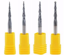 4PCS/set Tapered Ball Nose End Mill D4*20.5*50L*2F HRC55 Solid Carbide Coated Cone CNC Milling Cutter Engraving Grinding Bit