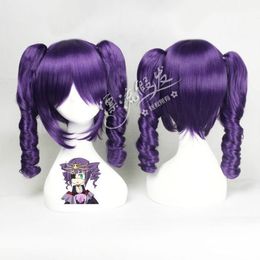 new Bleach katenkyoukotsu Short Purple Curly Clip Ponytail Cosplay Party Wig Hair