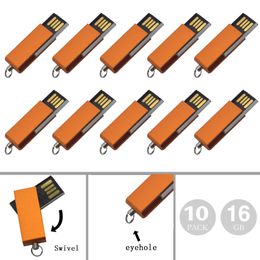 Free Shipping Bulk 10PCS 16GB Mini Swivel USB 2.0 Flash Drives Rotating Pen Drives Thumb Storage for PC Macbook USB Memory Stick Colourful