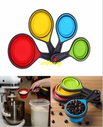 30sets/lot 4 Sizes Food Grade Silicone Measuring Cups Set Kitchen Baking Coffee Measuring Spoon Cup Tools