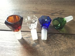 Diamond Big glass bowl thick very heavy Tobacco bowl 14mm 18mm male Joint Coloured smoking bowl for glass bongs smoking bowls for ashcatcher