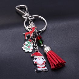 Boy and Girl Students Favorite Metal Gift KeyChain Christmas Tassel Key Chain 5pcs/set