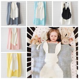 INS Baby Blanket Cute Rabbit Woolen Blankets Cartoon Infant Swaddle Baby Stroller Car Seat Cover Kids Photo Props 5 Designs Optional DHW973