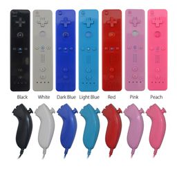 6 Colours Remote and Nunchuck Nunchuk Controller Gamepad Combo Set for Wii Remotes without motion plus DHL FEDEX EMS FREE SHIP
