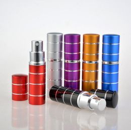 5ml Silver line aluminum travel refillable perfume bottle with spray Empty cute small perfume bottle LX1209