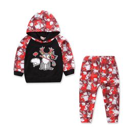 Christmas Kids Clothing 2018 Brand New Deer Print Baby Girls Boys Clothes Long Sleeve Hooded Tops Sweatshirts Long Pants Casual Outfits Set