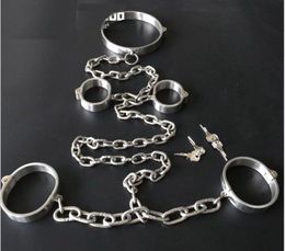 Bondage Sex Tools For Sale 3 Pcs Set Stainless Steel Collar Wrist Ankle Cuff Chain Lock Restraint Set Toys