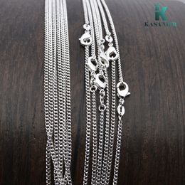 KASANIER 10pcs Hot sale silver chain necklace with16-24 inch silver necklace + 925 lobster clasps tag for Woman fashion Jewellery