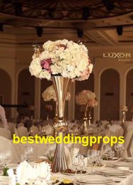 Gold Flower Vase With Big Crystal Ball Wedding Flower Vase Holders Table Centrepieces Candlesticks For Party Decor best0335