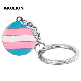 LGBT Transgender Pride Round Key chain Metal Key Ring Fashion Jewellery for Decorative