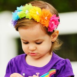 Fashionable Beautiful Flowers Headband Lace Pearl Hairband Elastic Turban Rainbow Hair Accessories Headdress Headwear 10pcs H158