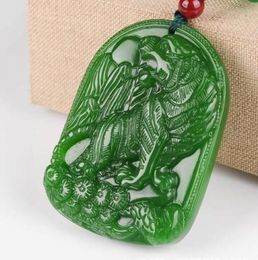 New Jade Engraving Natural Jade Pendant Necklace Tiger Green Jade Statue Amulet Pendant Collection Summer Ornaments Natural Stone