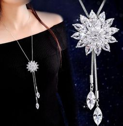 Korean new style necklace jewelry jewelry jewelry snowflake necklace long crystal sweater chain fashion classic delicate