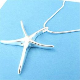 Sale Starfish Pendant Necklace Women Men Jewellery 925 Silver Plated Charm Pendants Snake Chain Charms Necklaces Accessories Wholesale New Hot