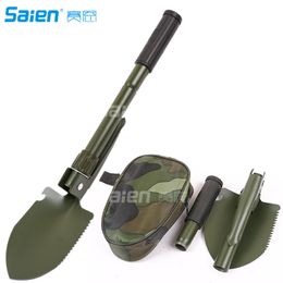 Foldable Military Shovel - Mini Emergence Survival Compass Spade Entrenching Tool with Carrying Pouch for Camping, Hiking