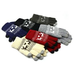 Knitted Screen Touch Gloves Reindeer Christmas Gloves Touchscreen Gloves Full Fingers For Iphone & Android Cellphone 12pcs/lot