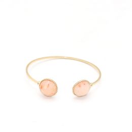 Fashion Circle Stone Bracelet pink Crystal Gold Color Druzy Bracelet Bangle Women Jewelry