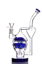 Colourful hookah Fab Egg Glass Bongs glass water Pipe Double recycler Showerhead perc hookahs with 14 mm joint