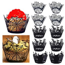 Halloween Pumpkin cast Pattern Lace Laser Cut Cupcake Wrapper Liner Baking Cup Muffin For Wedding Birthday Party