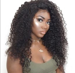 New Arrival Human Virgin Remy Brazilian Soft Hair Lace Front Full Lace Kinky Curly Wigs 130% Desnity Natural Black Colour For Black Women