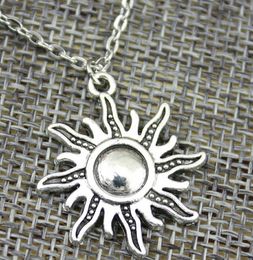 20pcs/lot Fashion Necklace Antique Silver Vintage Sun Charms Pendants Necklace 60cm